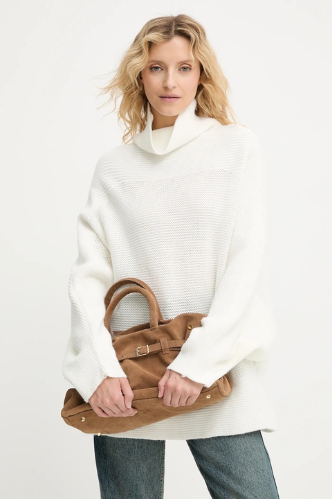 Answear.LAB sweter z kaszmirem damski kolor beżowy z golfem - zdjęcie produktu nr 1