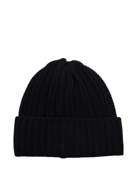 Max Mara ribbed logo-patch beanie hat - Black - zdjęcie produktu nr 1