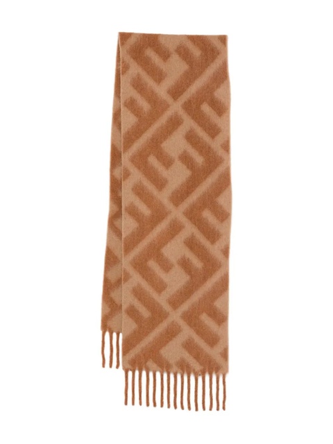 FENDI fringed logo-pattern scarf - Brown - zdjęcie produktu nr 1