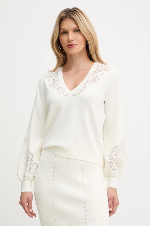 Twinset sweter z domieszką wełny damski kolor beżowy 252TT3440 - zdjęcie produktu nr 1