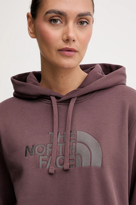 The North Face bluza Drew Peak damska kolor bordowy z kapturem z aplikacją NF0A89EHDUK1 - zdjęcie produktu nr 2