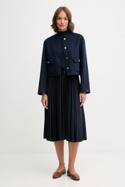 Tommy Hilfiger sukienka kolor granatowy midi rozkloszowana WW0WW46138 - zdjęcie produktu nr 2