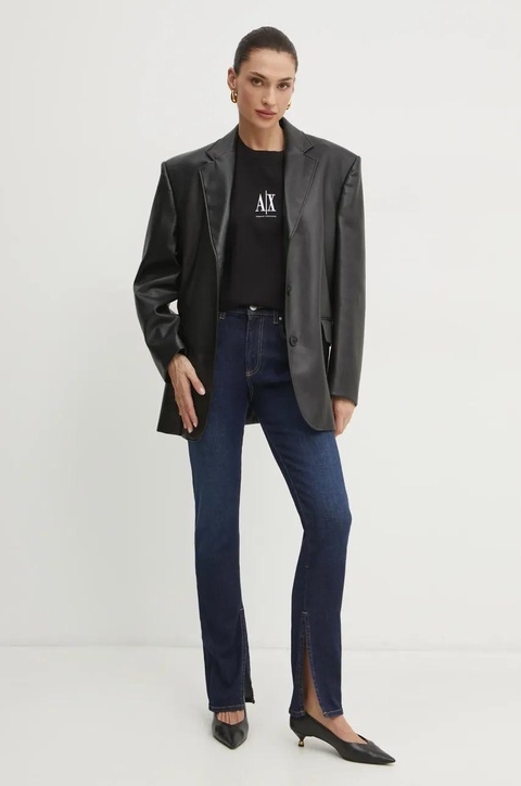 Armani Exchange t-shirt bawełniany damski kolor czarny XW001182 AF15085 - zdjęcie produktu nr 2
