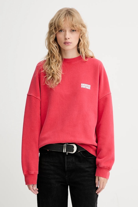 American Vintage bluza bawełniana damska kolor czerwony z nadrukiem PLI03C - zdjęcie produktu nr 1