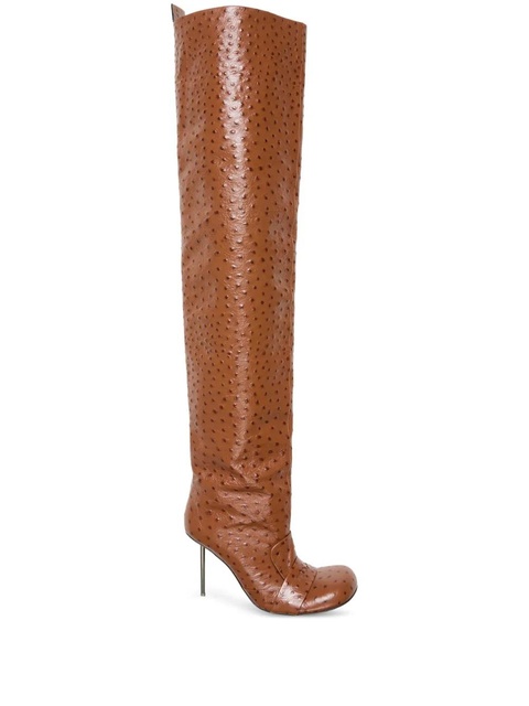 Acne Studios 100mm ostrich-print stiletto boots - Brown - zdjęcie produktu nr 1