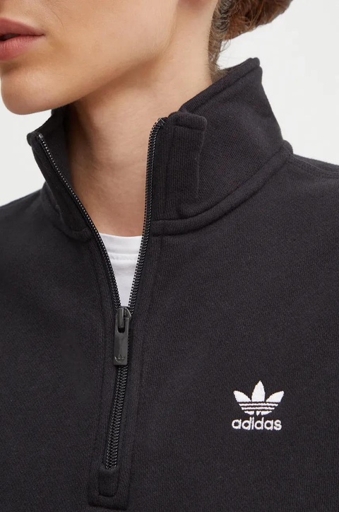 adidas Originals bluza bawełniana Essential damska kolor czarny gładka IW5726 - zdjęcie produktu nr 2