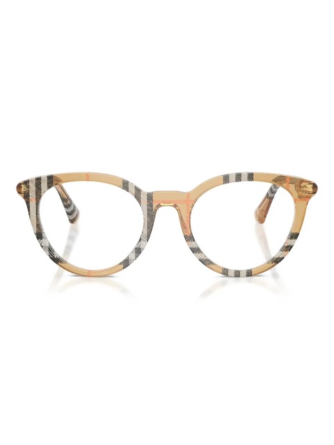 Burberry Eyewear checked-pattern round glasses - Neutrals - zdjęcie produktu nr 1