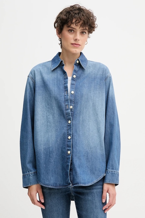 Calvin Klein Jeans koszula jeansowa damska kolor niebieski relaxed z kołnierzykiem klasycznym LV047D758G - zdjęcie produktu nr 1