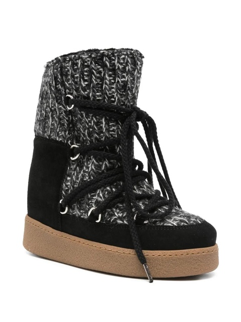 ISABEL MARANT Nowla knitted lace-up ankle boots - Black - zdjęcie produktu nr 2