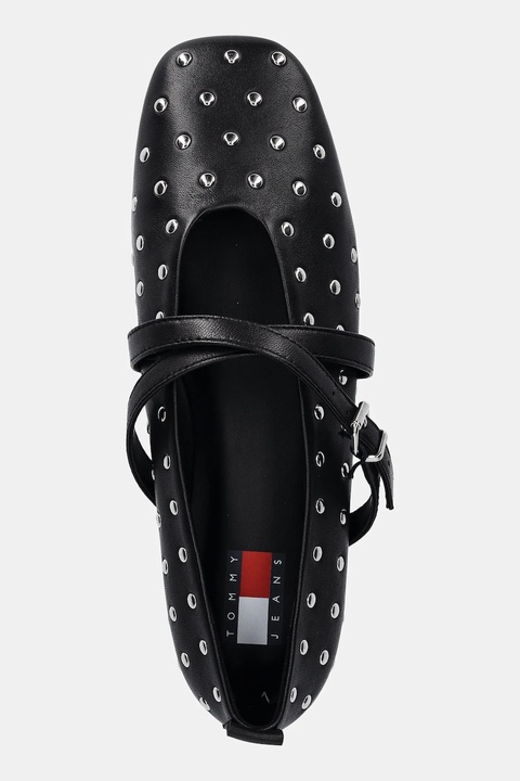 Tommy Jeans baleriny skórzane MARYJANE STUDDED BALLERINA kolor czarny EN0EN02886 - zdjęcie produktu nr 2
