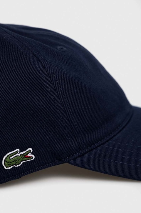 Lacoste czapka z daszkiem bawełniana kolor granatowy gładka - zdjęcie produktu nr 2