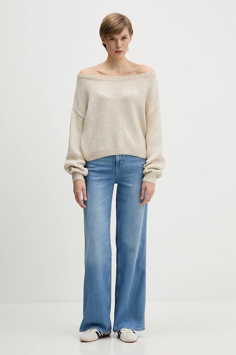 Hollister Co. sweter damski kolor beżowy KI350-5072 - zdjęcie produktu nr 1