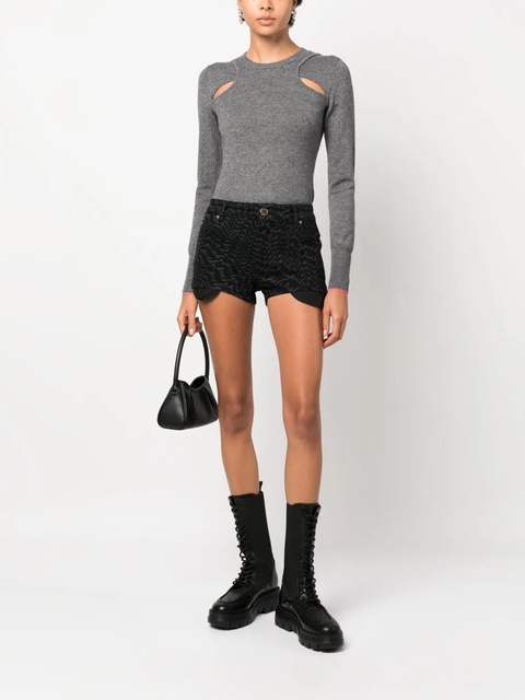 PINKO logo-print denim shorts - Black - zdjęcie produktu nr 2