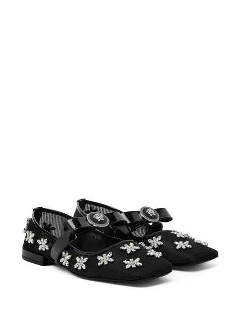 Versace Gianni Ribbon crystal-embellishment ballerina shoes - Black - zdjęcie produktu nr 2