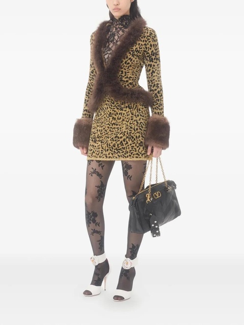 Valentino Garavani animal-print feather-trimmed cardigan - Yellow - zdjęcie produktu nr 2