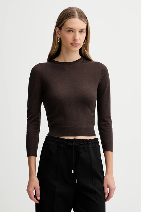 Liviana Conti sweter wełniany damski kolor brązowy lekki L5WA06 - zdjęcie produktu nr 1