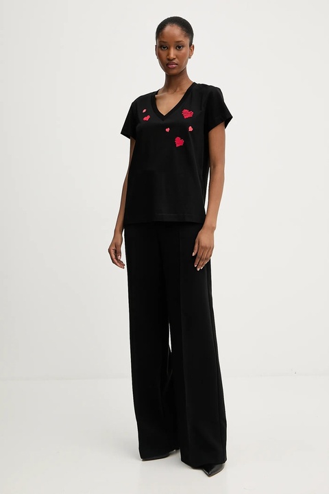 Karl Lagerfeld t-shirt bawełniany damski kolor czarny A3W17017 - zdjęcie produktu nr 2