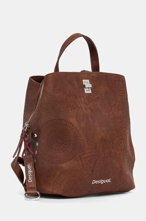 Desigual plecak DEJAVU SUMY MINI damski kolor brązowy mały 25SAKP02 - zdjęcie produktu nr 1