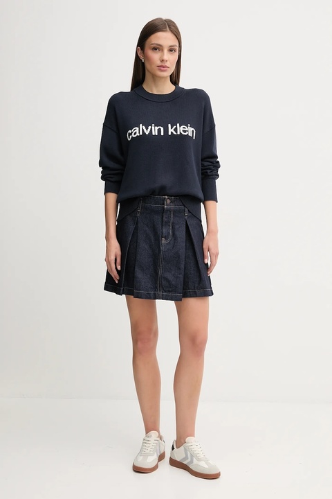 Calvin Klein Jeans spódnica jeansowa kolor granatowy mini rozkloszowana LV047C717G - zdjęcie produktu nr 2