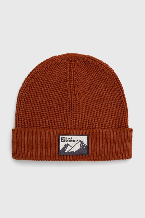 Jack Wolfskin czapka kolor czerwony z grubej dzianiny - zdjęcie produktu nr 1