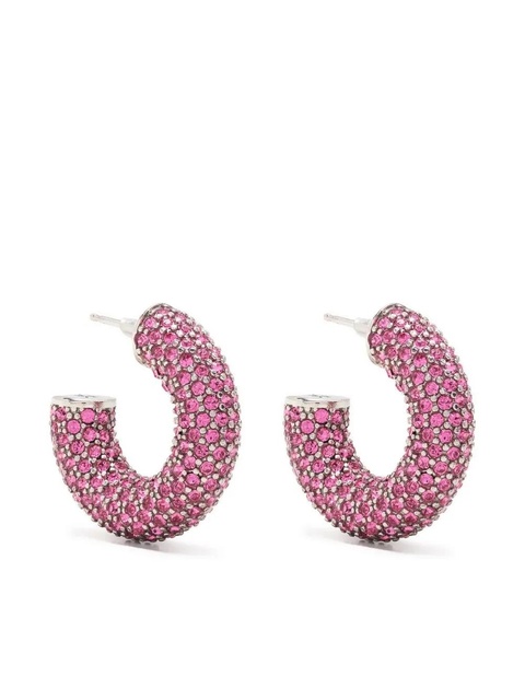 Amina Muaddi Cameron crystal-embellished hoop earrings - Silver - zdjęcie produktu nr 1