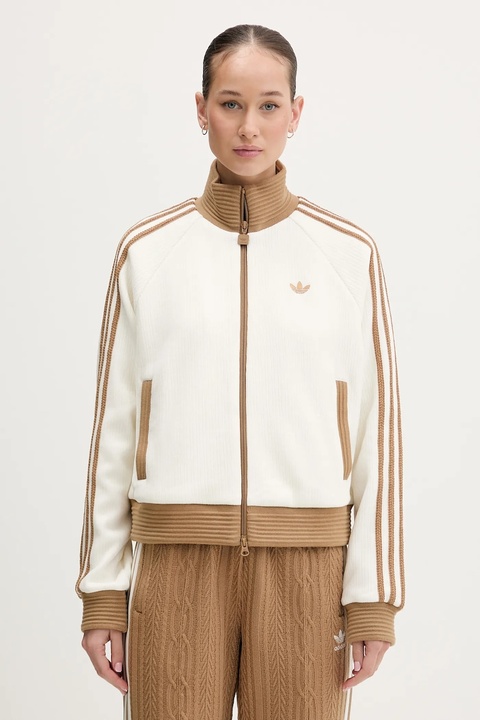 adidas Originals bluza welurowa Velour damska kolor beżowy gładka KR0062 - zdjęcie produktu nr 1