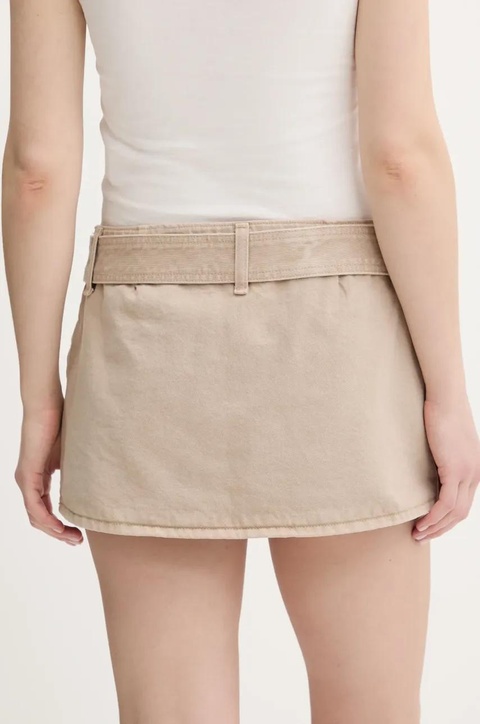 Abercrombie & Fitch spódnicospodnie jeansowe kolor beżowy mini prosta KI143-5308 - zdjęcie produktu nr 2
