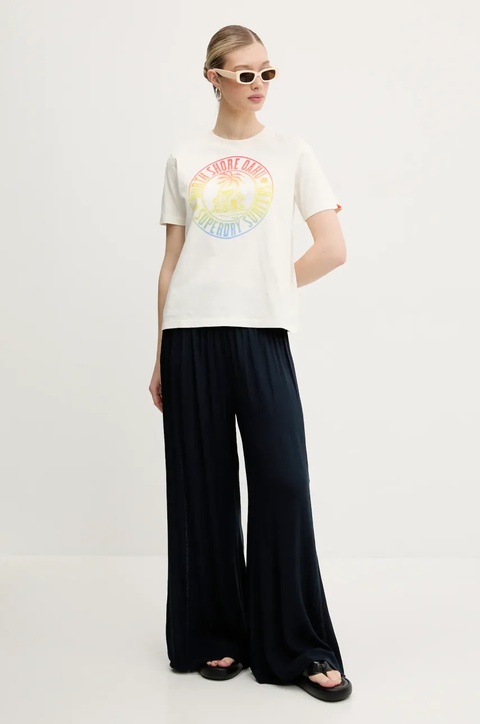 Superdry spodnie damskie kolor granatowy szerokie high waist W7011181A-98T - zdjęcie produktu nr 2