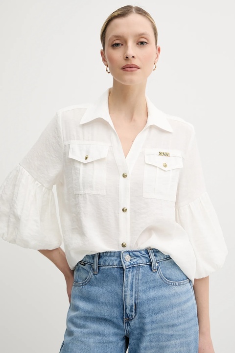 Versace Jeans Couture koszula damska kolor beżowy regular z kołnierzykiem klasycznym 78HAL200 N0433 - zdjęcie produktu nr 1