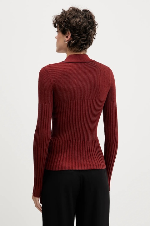 Sisley sweter z dodatkiem wełny damski kolor czerwony lekki 1QNQL300E - zdjęcie produktu nr 1