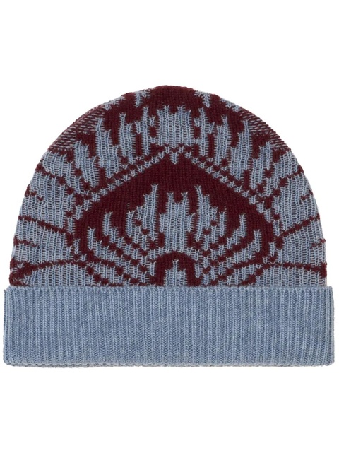 ETRO intarsia-knit wool beanie - Blue - zdjęcie produktu nr 1