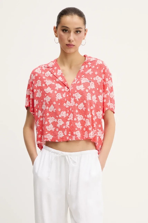 Tommy Jeans koszula damska kolor pomarańczowy relaxed z kołnierzykiem klasycznym DW0DW20285 - zdjęcie produktu nr 1