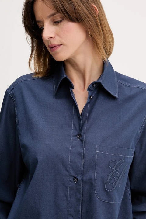 Emporio Armani koszula damska kolor granatowy regular z kołnierzykiem klasycznym EW000739 AF12432 - zdjęcie produktu nr 1