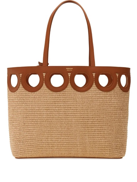 Ferragamo large raffia tote bag - Neutrals - zdjęcie produktu nr 1