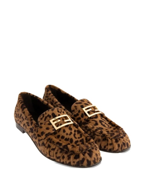 FENDI Baguette leopard buckle loafers - Brown - zdjęcie produktu nr 1