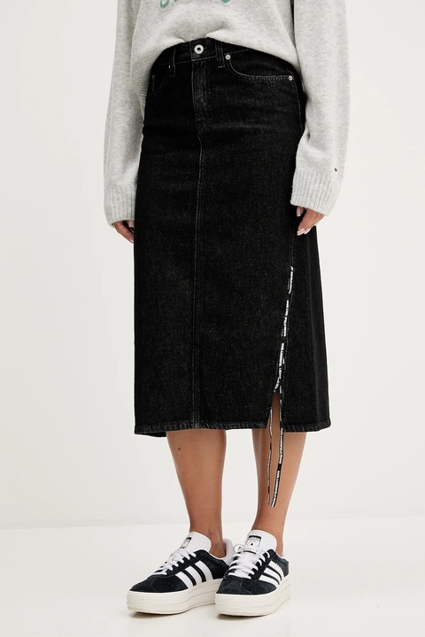 Karl Lagerfeld Jeans spódnica jeansowa kolor czarny midi prosta A4W12002 - zdjęcie produktu nr 1