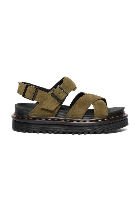 Dr. Martens sandały zamszowe Voss II damskie kolor zielony na platformie DM41122300 - zdjęcie produktu nr 1
