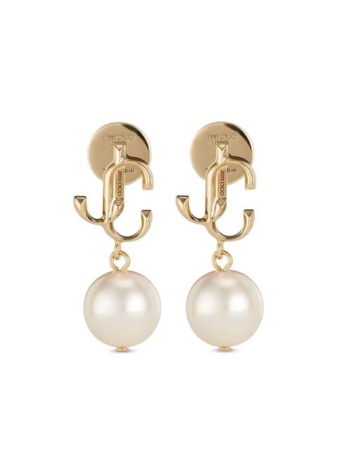 Jimmy Choo logo-lettering pearl earrings - Gold - zdjęcie produktu nr 1
