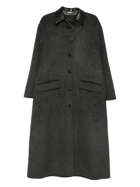 Nanushka leather-collar wool coat - Grey - zdjęcie produktu nr 1