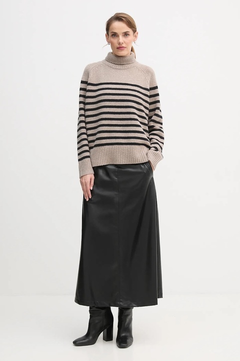 Tommy Hilfiger sweter wełniany damski kolor beżowy z golfem WW0WW46413 - zdjęcie produktu nr 2