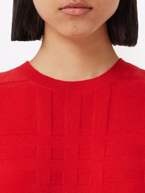 Burberry check knitted cashmere jumper - Red - zdjęcie produktu nr 2