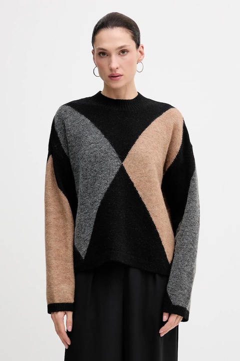 Barbour sweter z dodatkiem wełny SABRINA damski kolor czarny LKN1678 - zdjęcie produktu nr 2