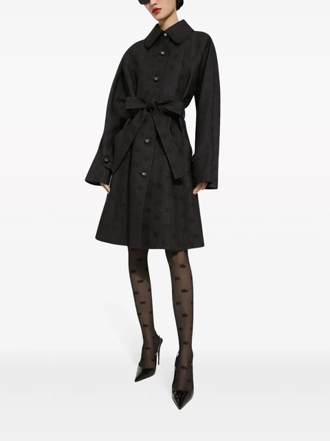 Dolce & Gabbana logo-jacquard belted trench coat - Black - zdjęcie produktu nr 1