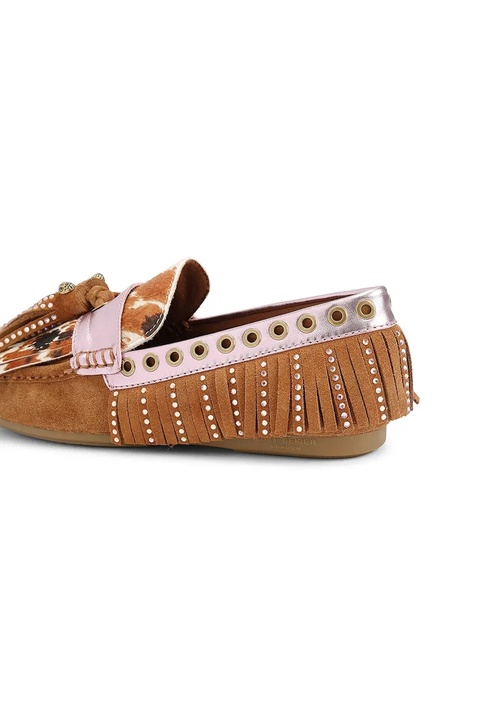 Kurt Geiger London mokasyny zamszowe Tassel Fringe Moccasin damskie kolor brązowy na płaskim obcasie 3494336219 - zdjęcie produktu nr 2