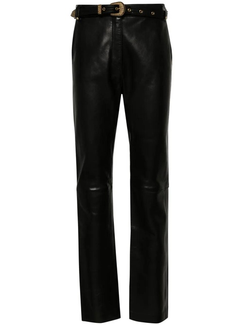 Balmain belted high-rise leather trousers - Black - zdjęcie produktu nr 1