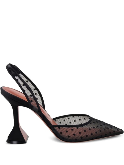 Amina Muaddi 95mm Holli polka-dot slingback pumps - Black - zdjęcie produktu nr 1