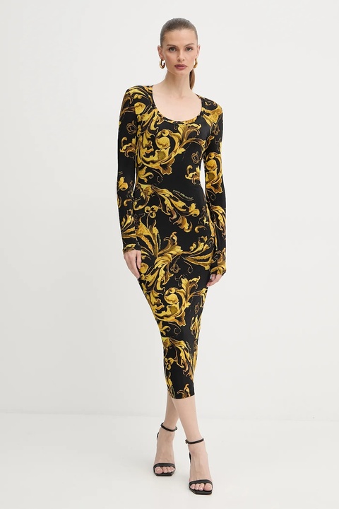 Versace Jeans Couture sukienka kolor czarny midi dopasowana 79HAO920 JS500 - zdjęcie produktu nr 1