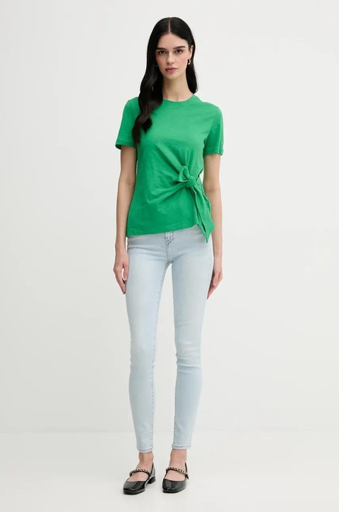 Tommy Hilfiger t-shirt bawełniany damski kolor zielony WW0WW44559 - zdjęcie produktu nr 2