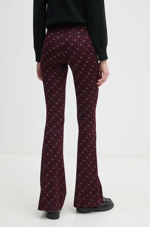 DIANE VON FURSTENBERG spodnie z domieszką wełny kolor bordowy dzwony high waist DVFPL3S001 - zdjęcie produktu nr 1