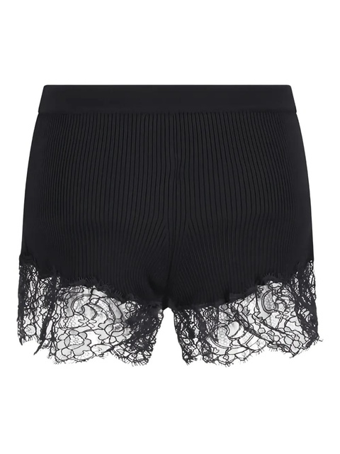 Blumarine ribbed lace-trimmed short shorts - Black - zdjęcie produktu nr 2
